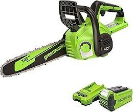 Greenworks 40V 12" Cordless Compact Chainsaw (Great For Storm Clean-Up, Pruning, and Camping), 2.0Ah Battery and Charger I...