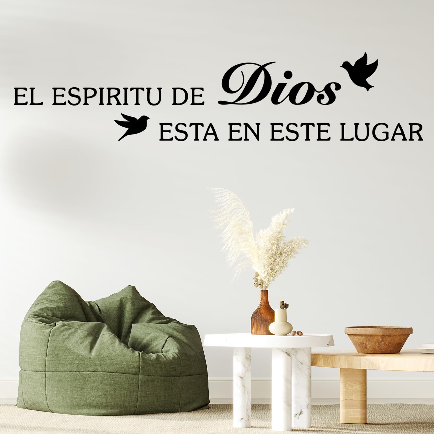 Bible Verses Wall Decor Stickers, Inspirational Spanish Biblical Quotes Christian Wall Decal, Black Scripture Art Sticker for Living Room Bedroom Churches, EL ESPIRITU DE DIOS ESTA EN ESTE LUGAR