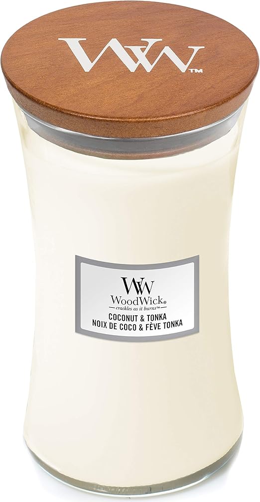 WoodWick Large Hourglass Scented Candle with Crackling Wick Coconut