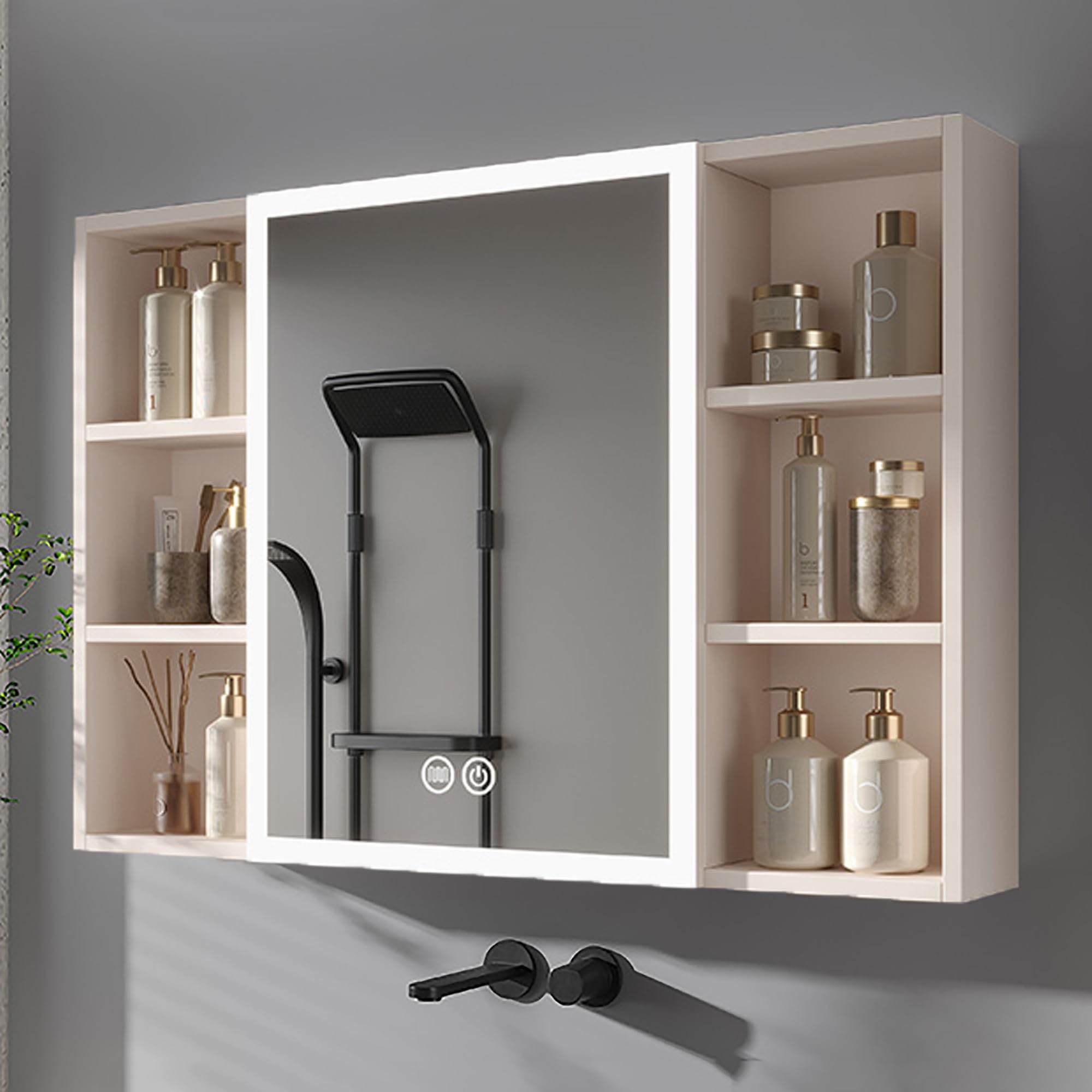 BKSXSOP Modern Bathroom Medicine Cabinet with Mirror & Defogging, Wall-Mounted Storage Cabinet, Stylish Above Toilet Vanity for nized Space