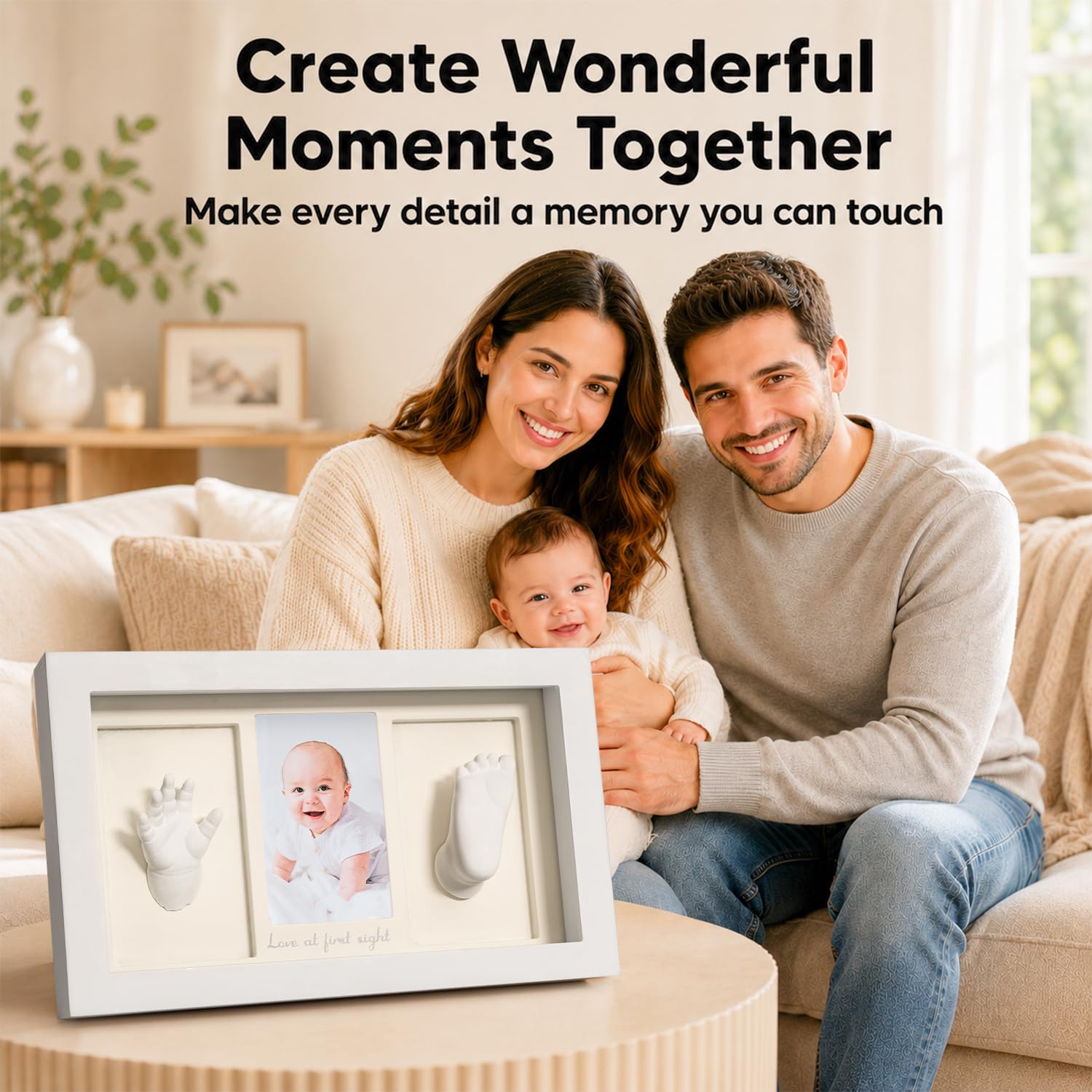 Kit de fundición de manos y pies para bebé, marco de recuerdo de molde de mano y pie para recién nacido, regalo de huella de mano infantil para nueva mamá, regalos de registro de baby shower para