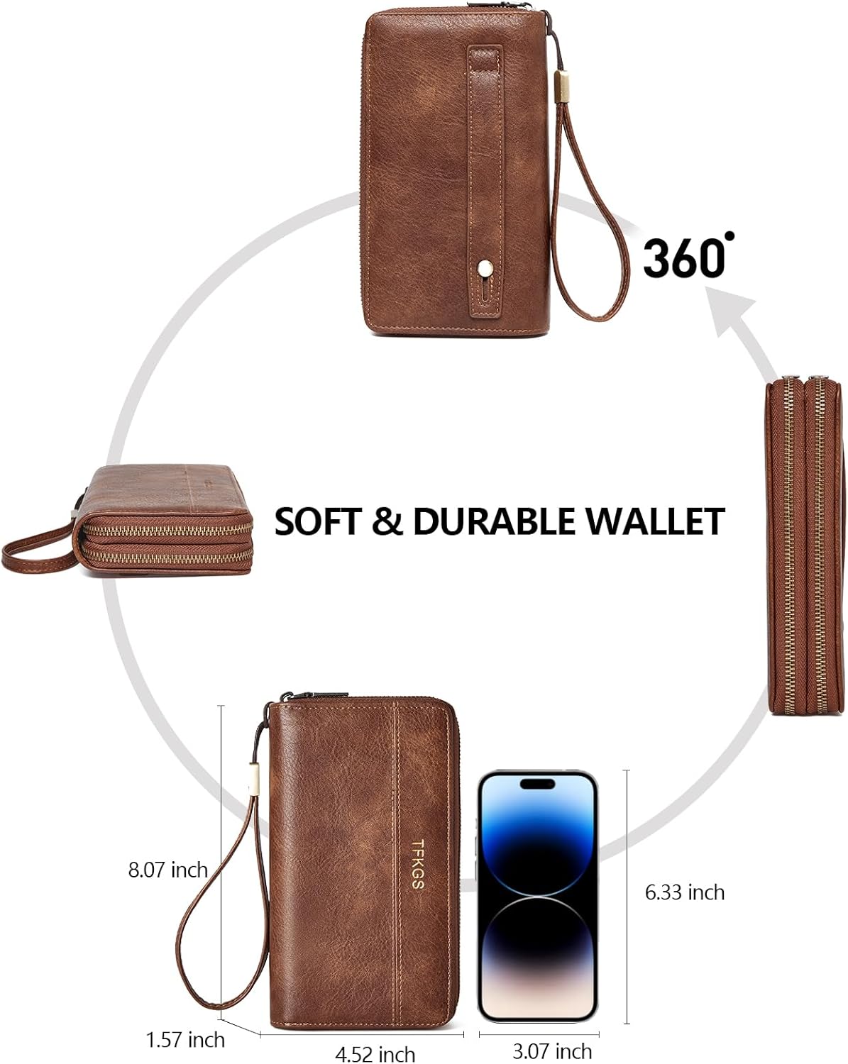 Wallet Women Clutch RFID Blocking Wristlet womens wallet Leather phone Purse Large Capacity Credit Card Holder - Image 5