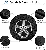 Vista 5 de OutdoorLines Juego de 4 fundas impermeables para neumáticos de repuesto, a prueba de rayos UV, resistentes al viento, para RV, Jeep, remolques