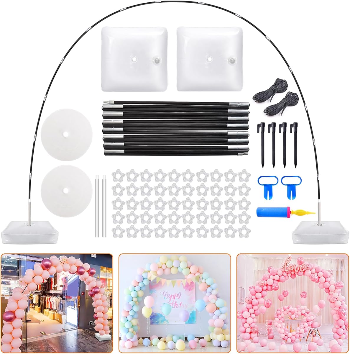 Chamvis Balloon Arch Kit, 9FT Height & 10FT Width Adjustable Balloon Arch Stand Frame Garland Stand: Wedding Baby Shower Birthday Photo Backdrop