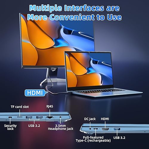 Miniatura 8 de SGIN Computadora portátil de 15.6 pulgadas, Windows 11 Laptops con 16 GB de RAM 1024 GB SSD, Celeron N5100, Office 365, WiFi 6, IPS FHD,