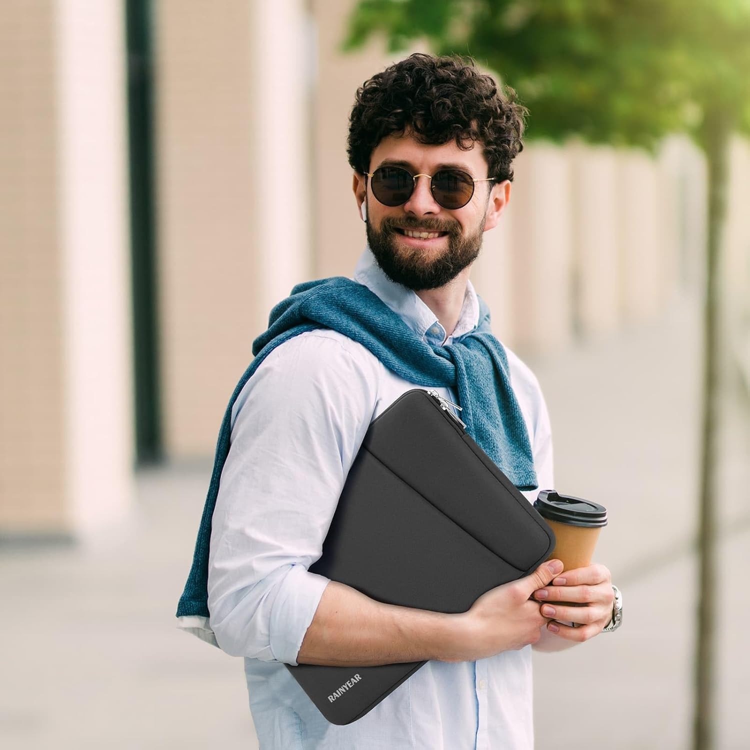 RAINYEAR Laptop Sleeve Case with Front Pocket, 15.6 Inch Protective Portable Case Briefcase Handbag Laptop Carrying Bag Cover Compatible for HP, Dell, Asus, Lenovo, Notebook, Gray - Image 7