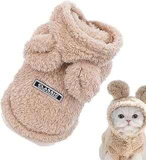 demaxiyad Warmes Hunde-Sweatshirt, Outdoor-Kätzchenmantel, Winterkleidung, kaltes Wetter, Mäntel für kleine Hunde, niedlicher Katzenpullover mit Hasenohren product image