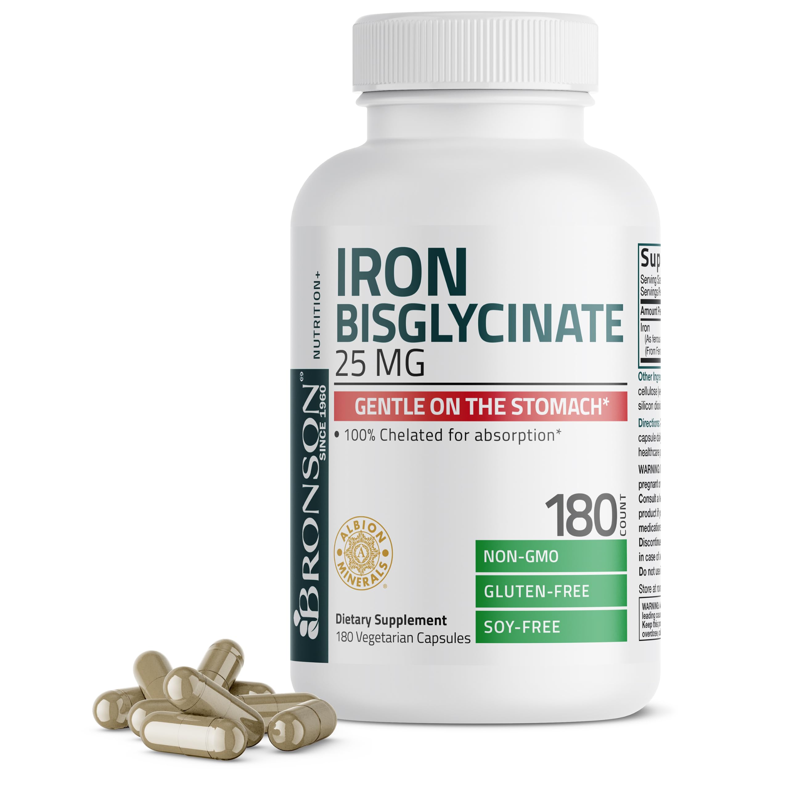 Bronson Iron Bisglycinate 25 mg, 360 Vegetarian Capsules — Amazon image 9