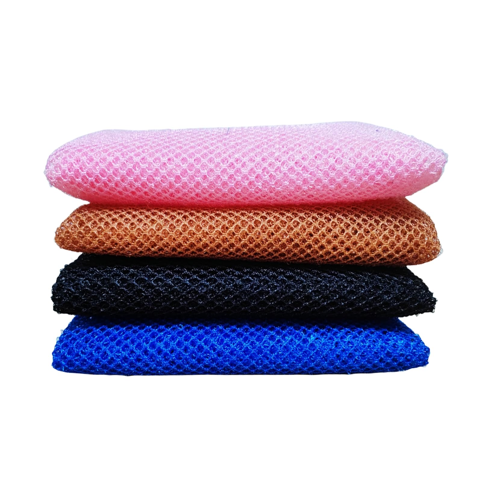 Haisalin 4 esponjas de baño africanas, esponja de baño de red larga africana, exfoliante corporal de ducha, exfoliante para la espalda, ideal para uso diario (azul, rosa, marrón, negro)