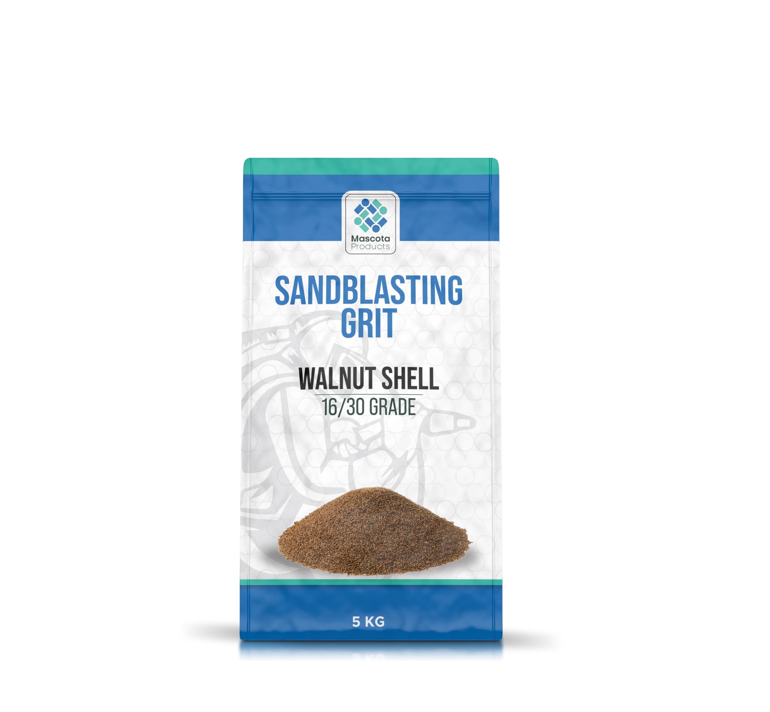 Mascota Products Walnut Shell Sandblasting Grit 16/30 (0.5 mm-1mm) – Biodegradable, Reusable Media for Cleaning Car Engines & Cylinder Heads 5 kg Pouch