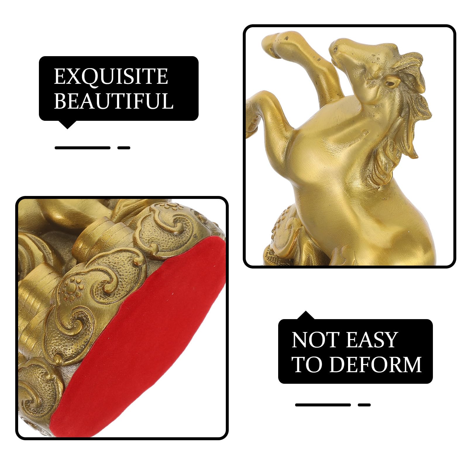 Healifty Messingpferd Stehende Figur, Chinesisches Tierkreiszeichen, Gold