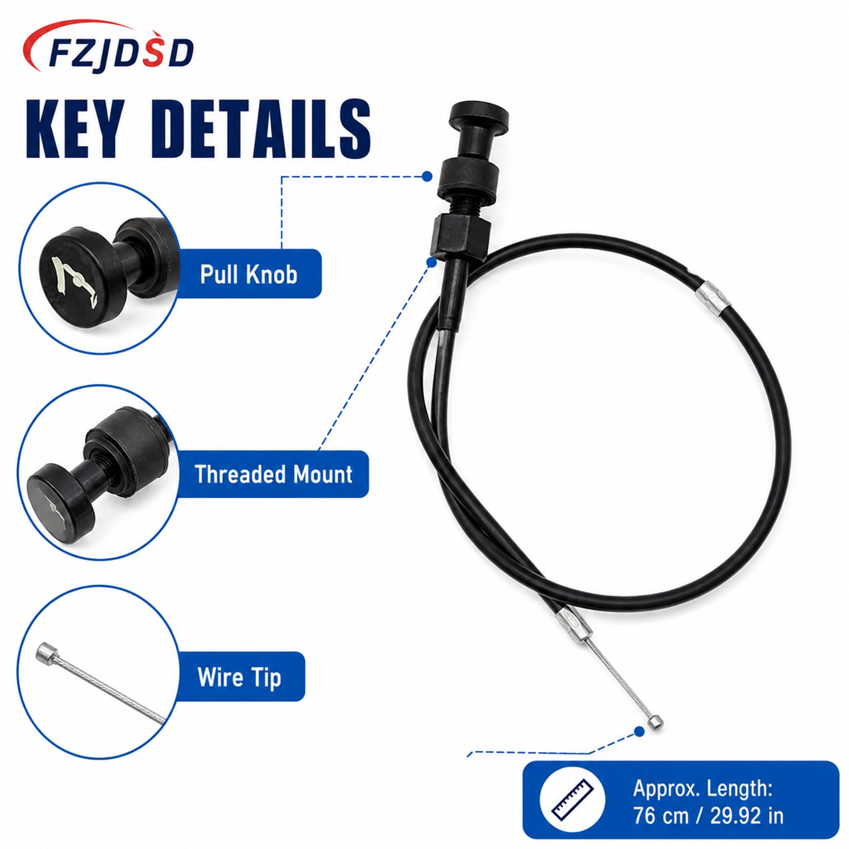 FZJDSD Câble de starter pour carburateur FB04016 compatible avec Yamaha TTR125 TTR125E TTR125L TTR125LE 2000 2001 2002 2003 2004 2005 2006 2007