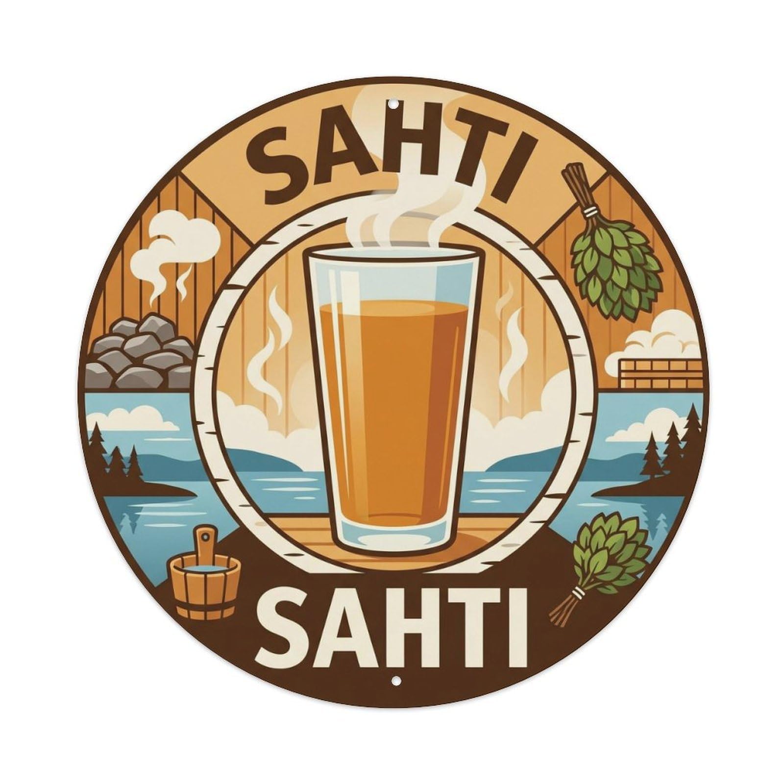 Rustic Finnish Sahti Farmhouse Ale Barrel Cellar Brew Metal Tin Sign