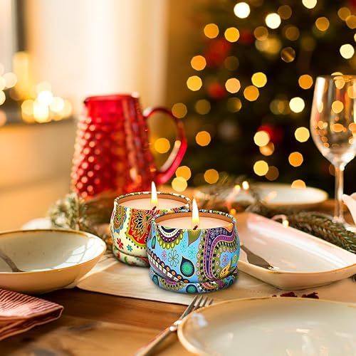 Miniatura 2 de Juego de regalo perfumado decorativo de cera de soja pequeña de 4.4 onzas, velas de aromaterapia de vainilla y jazmín y rosa para mujeres amigas, 2