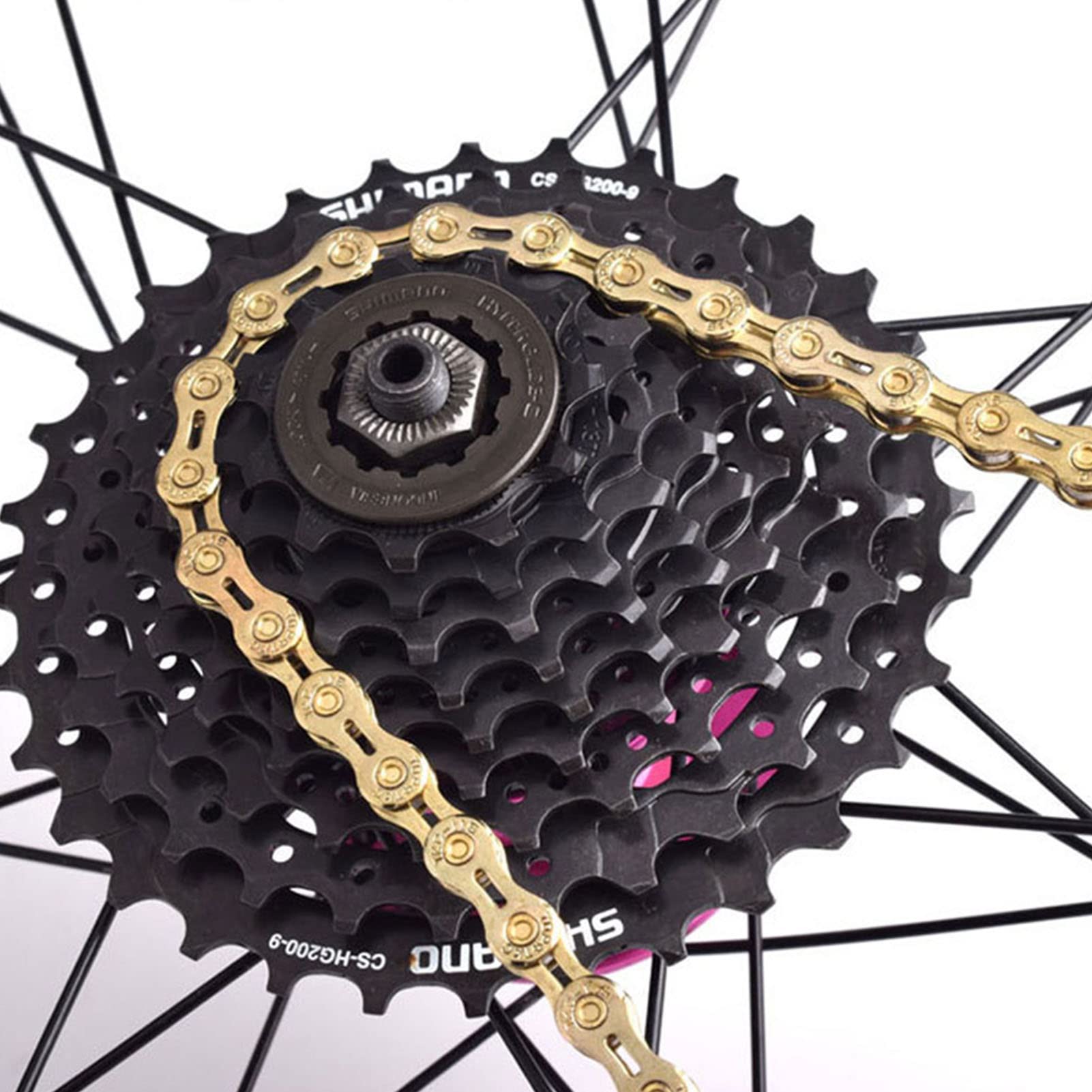 Chaîne Vélo 9 Vitesses VGEBY1 – 116 Maillons Dorée, Ultralégère – Pour VTT Et Vélo De Route – Remplacement Facile