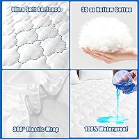 Vista 3 de Protector de colchón acolchado, 100 % impermeable y transpirable con elástico para colchones de 6 a 21 pulgadas de profundidad; protector relleno