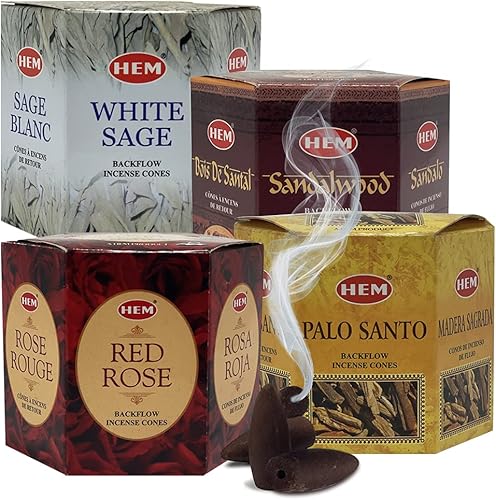 Miniatura 5 de TRUMIRI Conos de incienso  Paquete variado de 4 fragancias (salvia blanca, Palo Santo, sándalo, rosa roja)  160 conos (4 juegos de 40)  Incienso