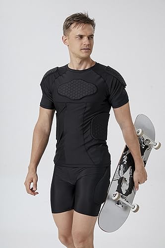 Miniatura 4 de Topeter Camiseta protectora acolchada de compresión para hombre, protector de hombros en el pecho