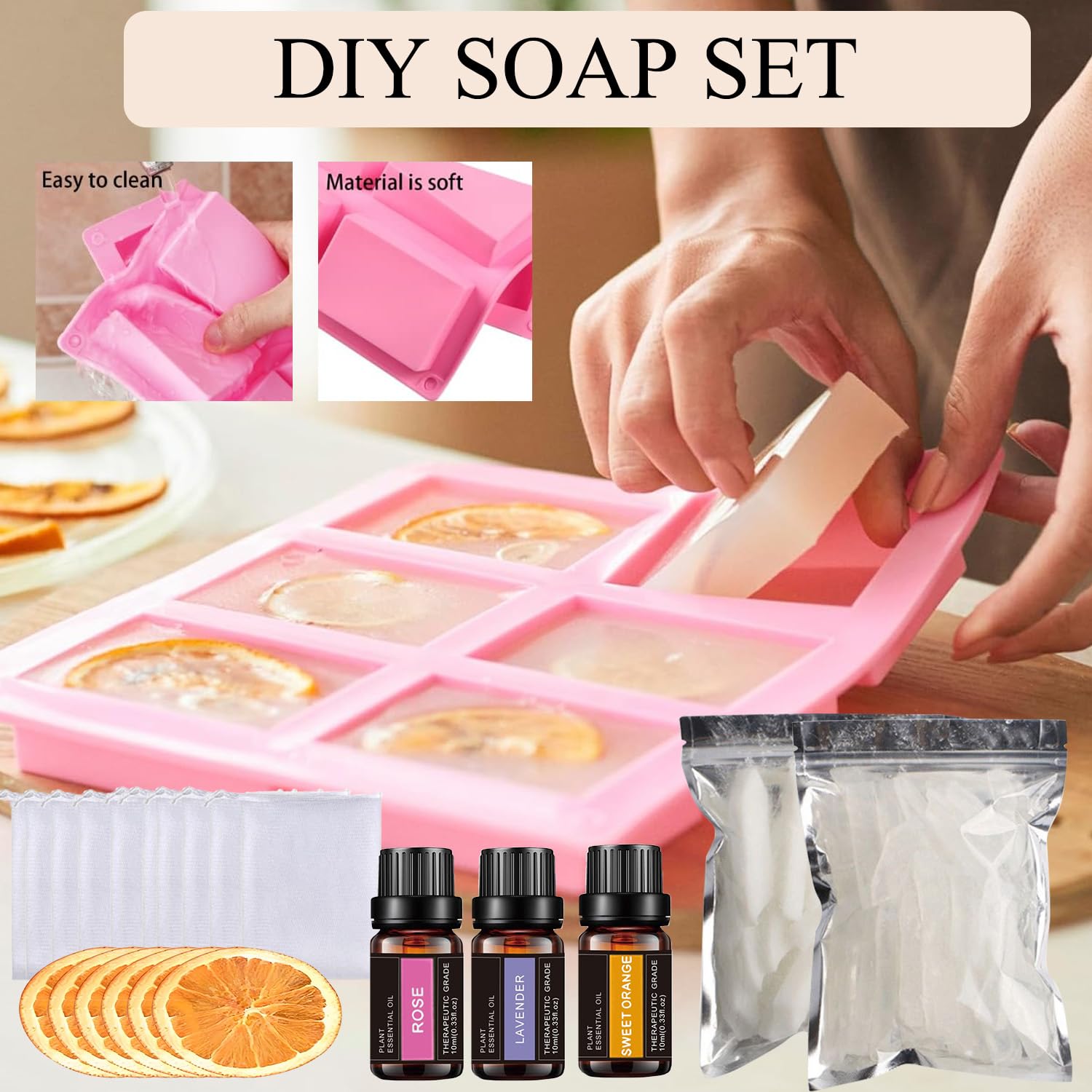 SUNXBUK Sapone Fai Da Te,Kit per la Produzione di Sapone Fatto a Mano,Set Creativo, Kit per Principianti per la Preparazione di Fai Da Te, Inclusi Tutti i Materiali,Regali di Natale e per le Feste