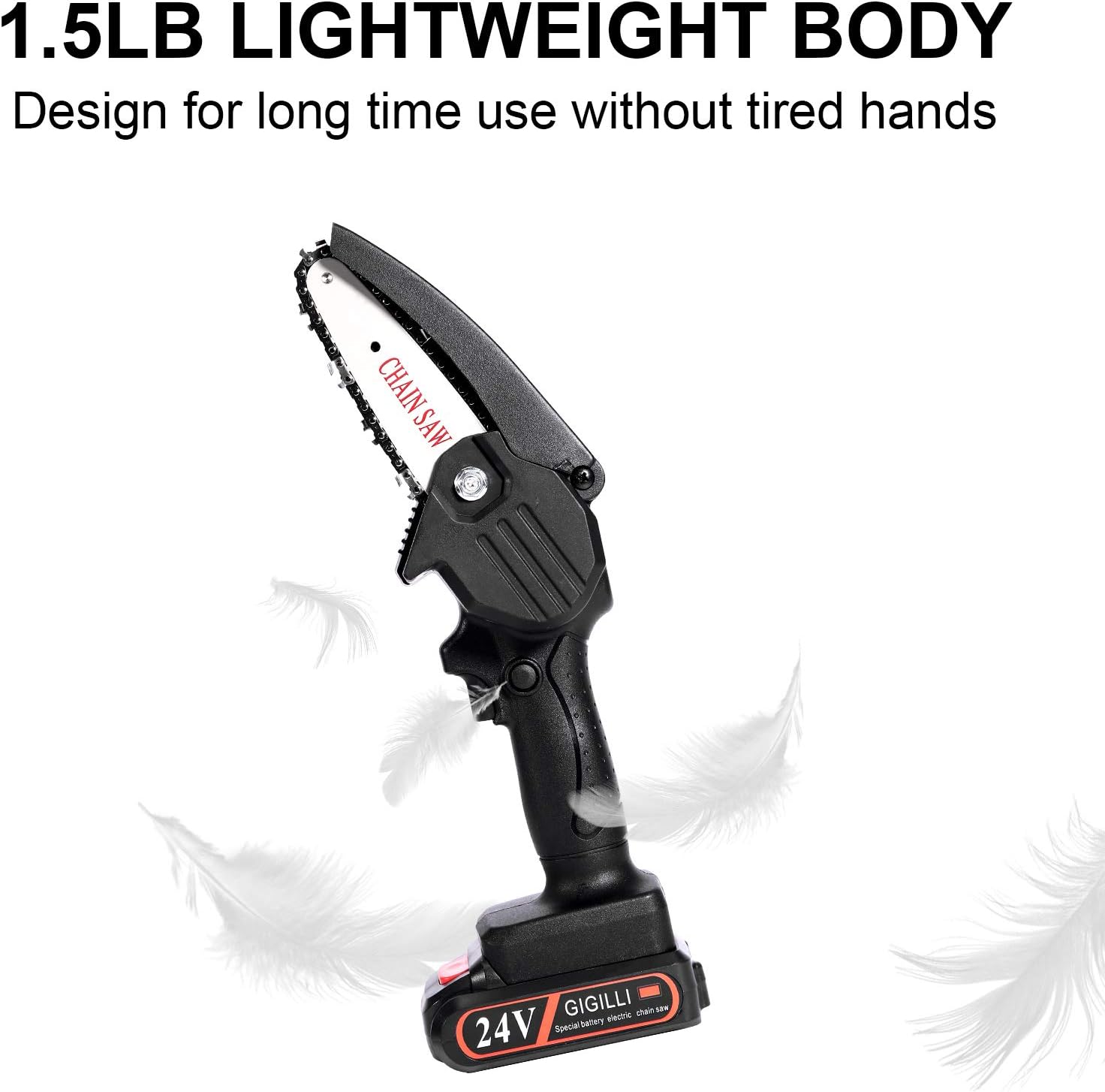 Gigilli Mini Chainsaw With 2 Batteries 2 Chain, 4-Inch Cordless Mini Chainsaw Battery Powered Portable, Christmas Gift Handheld Small Electric Chainsaw for Branch Pruning Tree Trimming Wood Cutting
