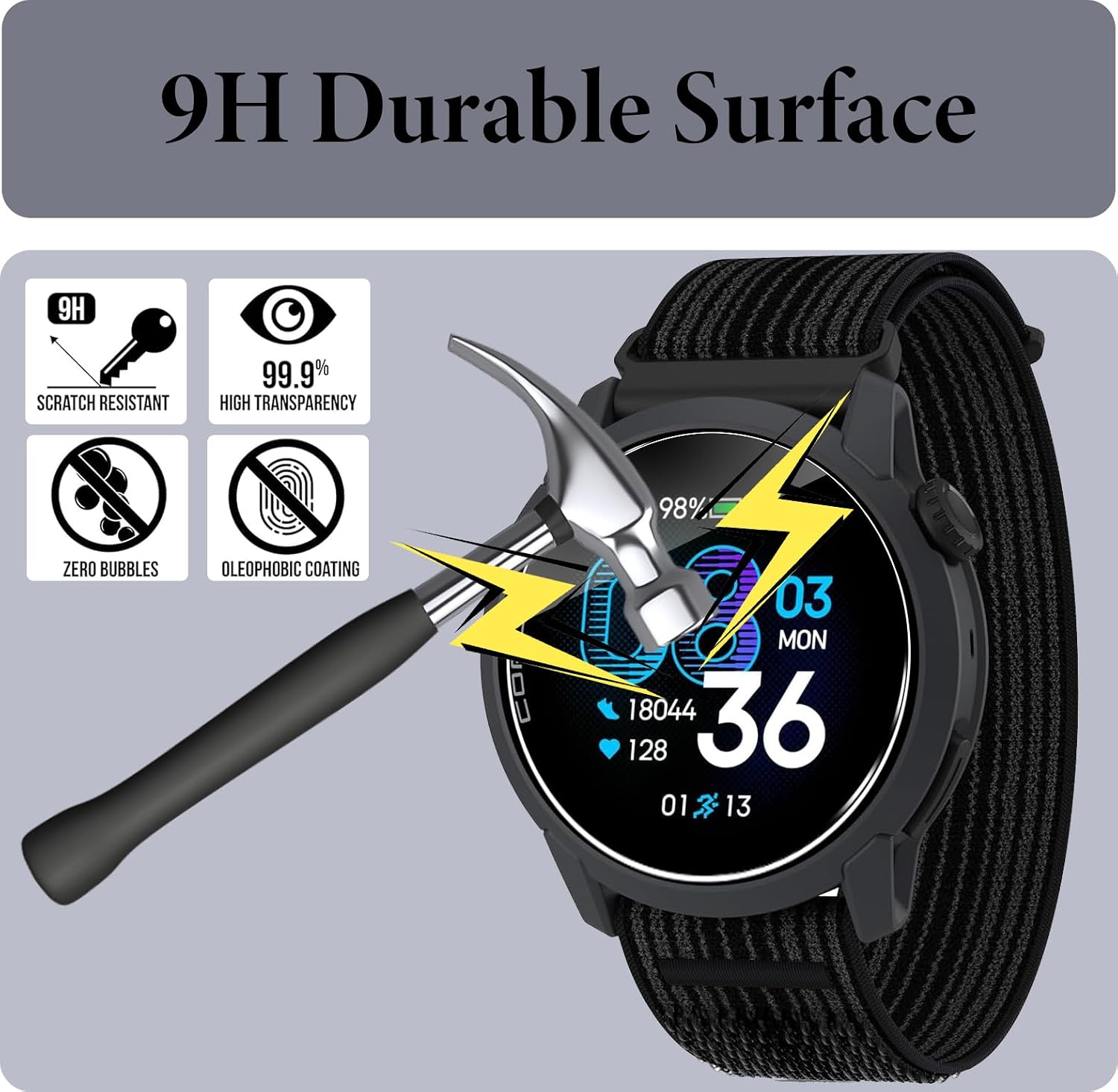 Murmure [3 Pack Screen Protector for COROS PACE 4, 9H Hardness [HD Clarity] Anti-Scratch Tempered Glass Screen Film,Easy Installation,Bubble Free