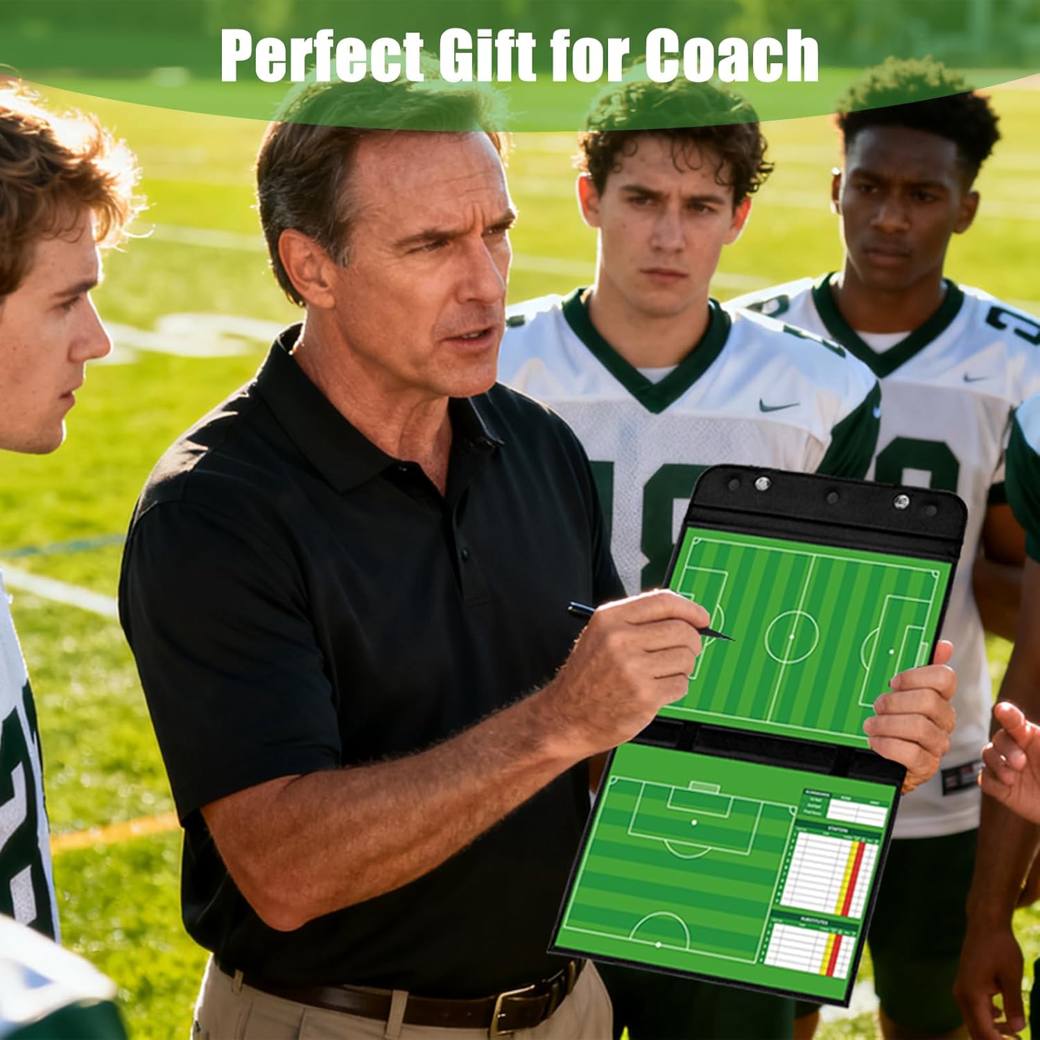 Magnetic Soccer Coaching Board – Portable Dry Erase Whiteboard with Fence Clip, Magnets & Carry Bag, Foldable Clipboard for Soccer Coaches & Players, Ideal Coach Gift