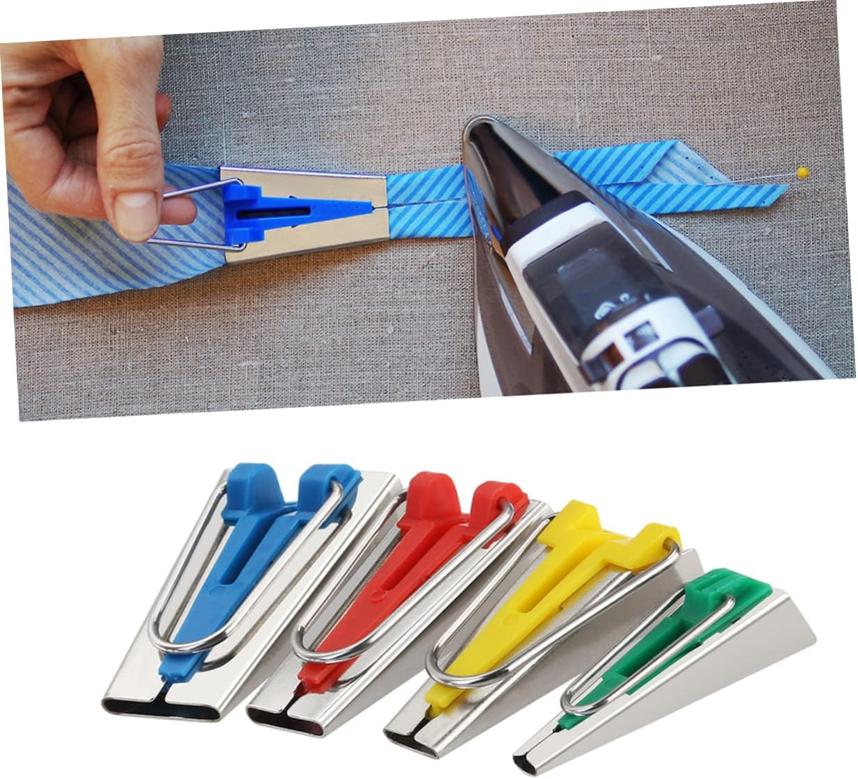 IWOWHERO 8pcs Bias Tape Makers Set Sewing Tools Single Fold Bias Tape Fabric Quilting Supplies