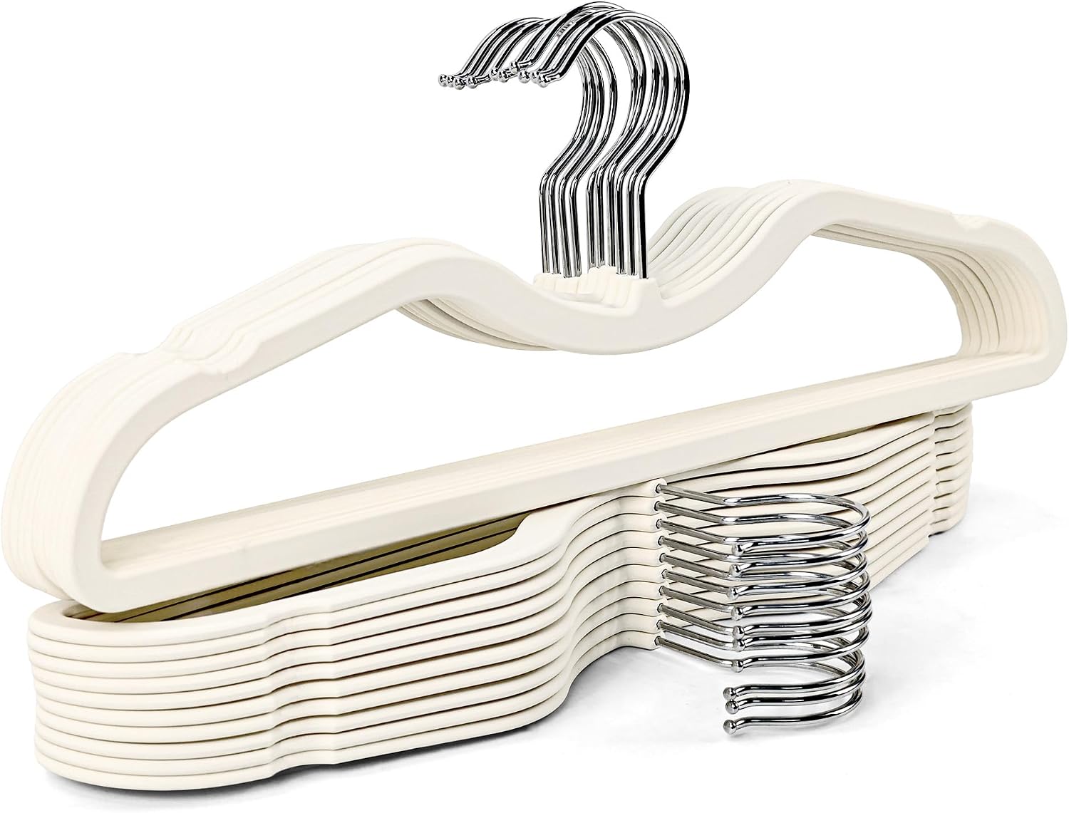 Plastic Hangers 20 Pack, Short Neck Non Slip Clothes Hangers with 360° Swivel Hooks, Space Saving Slim White Hangers for Closet, Soft Touch Adult Clothing Hangers for Shirts Coats Pants Dresses