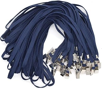 Bird Fiy 50 Pcs Cotton Lanyards Bulldog Clip 32-inch Flat Braid Neck Lanyard for Id Cards/Badges