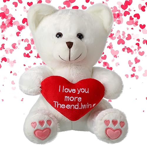 Oso de peluche para el día de San Valentín con corazón para novia oso blanco de peluche l Love Your More The End l Win regalo de peluche para novio