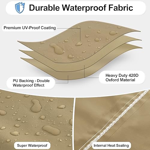 Miniatura 3 de OutdoorLines Fundas otomanas de patio impermeables para exteriores, cuadradas, a prueba de rayos UV, resistentes al viento, protector de muebles de