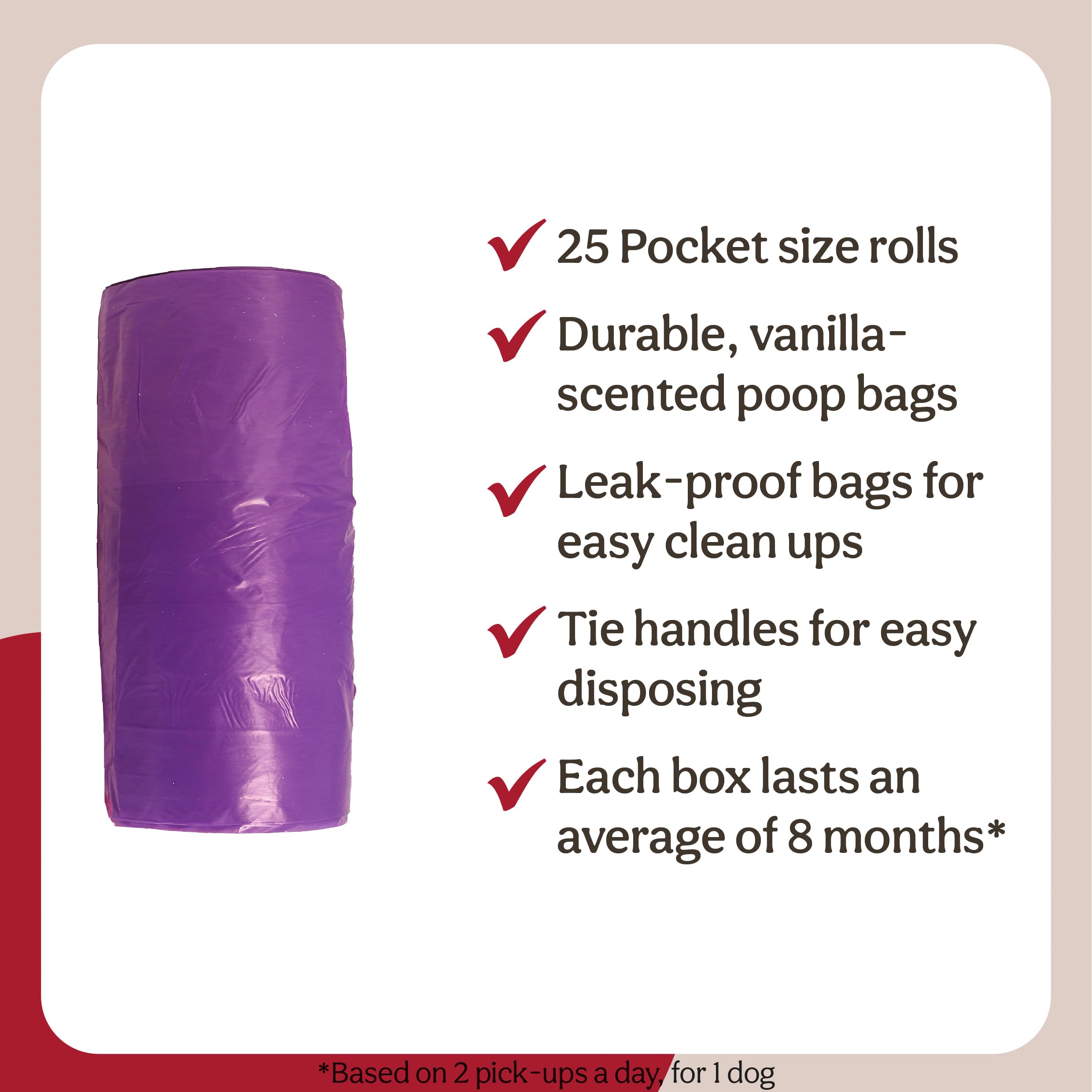 Rosewood Dog Poo Bags with Handles, 500 Easy Clean-Up Poop Bags, 25 Refill Rolls of Dog Waste Bags with Tie Handles - Image 4