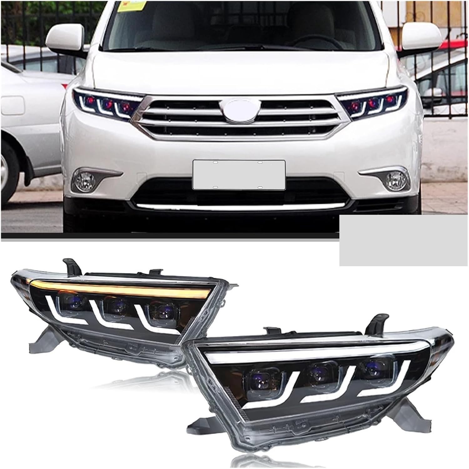 トヨタ ハイランダー 👘 2012-2014 に適合する車のヘッドライト ハロゲンヘッドライト 車のランプ デイタイムランニングライト 