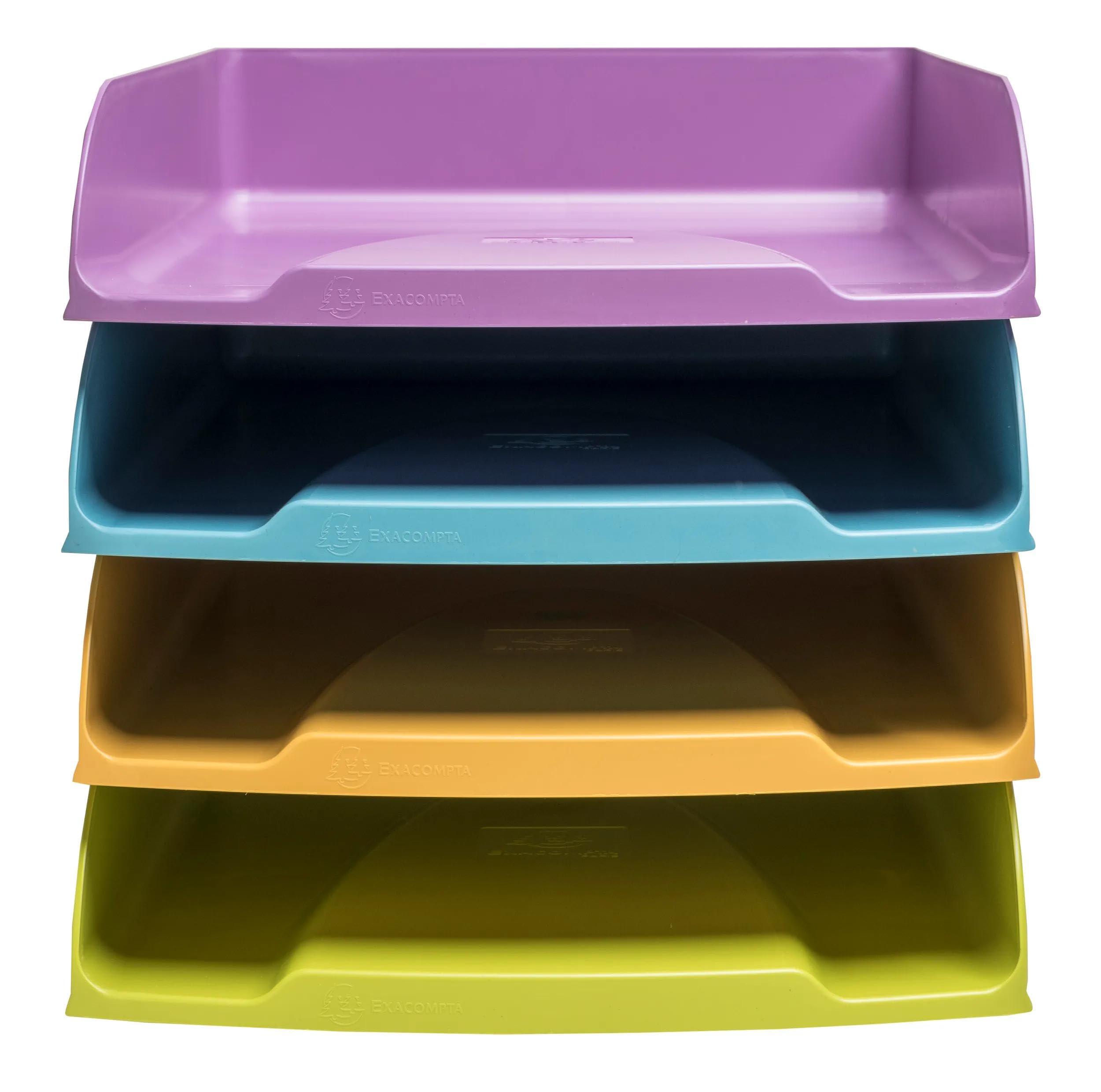 Exacompta Pop N'Co Combo Letter Trays 34.5 x 25.5 x 24.5 cm for A4+ Format Assorted Colours Ref 111909SETD Set of 4