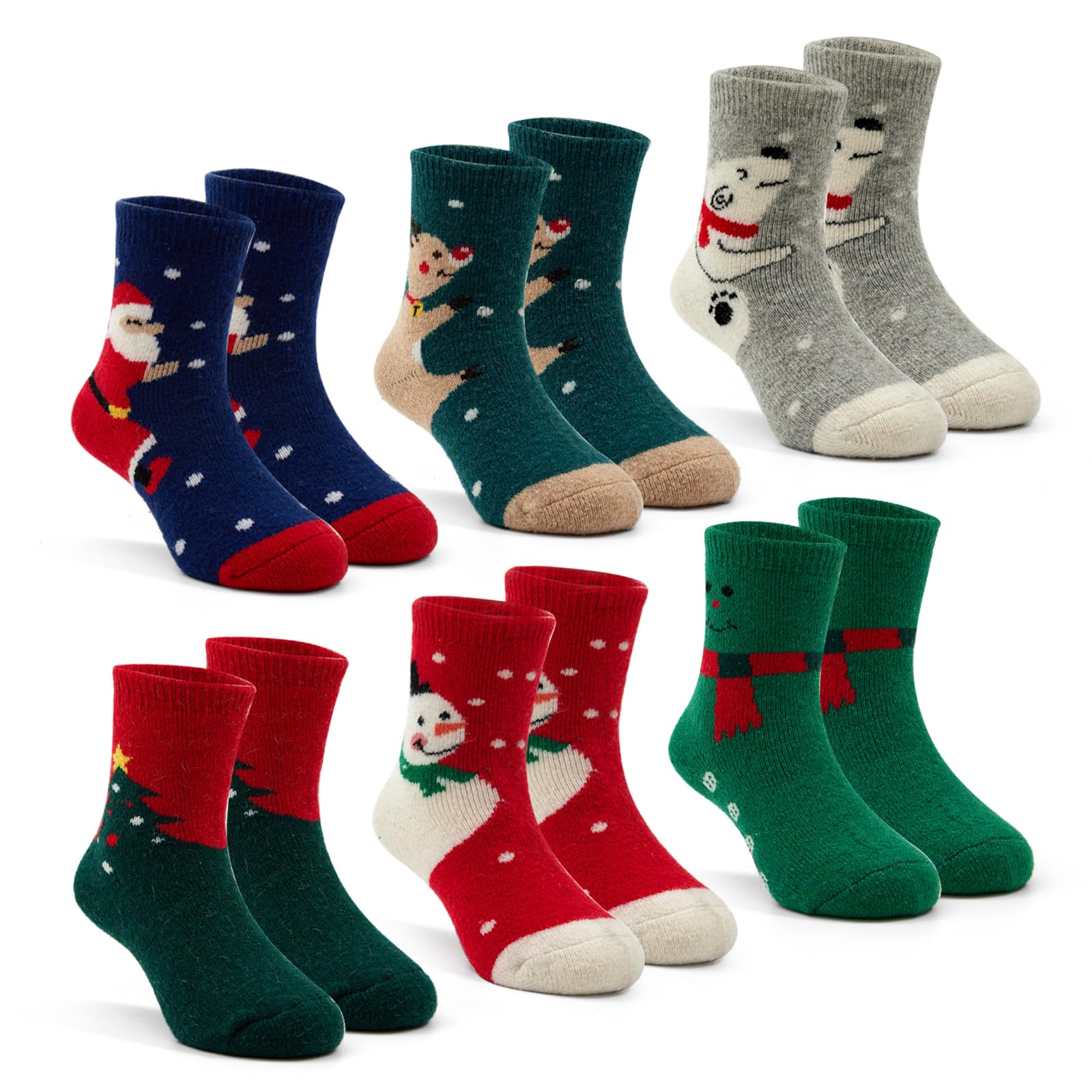Calcetines de lana de invierno para niñas, calcetines cálidos de dibujos animados, calcetines térmicos gruesos para niñas, paquete de 6