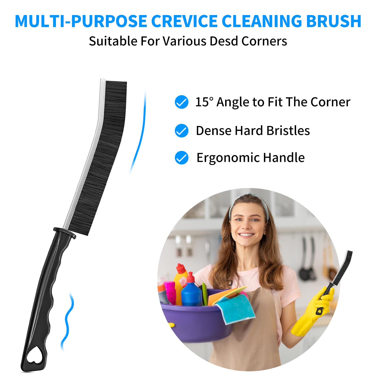 Condition photo showing New/Like New for 4TH Multi-Purpose Hard Bristle Crevice Cleaning Brush -Deep Reach Gap Cleaning Tool for Household Use -Versatile, Durable, Thin Brush to Clean Tight Spaces -4 Pcs, Black