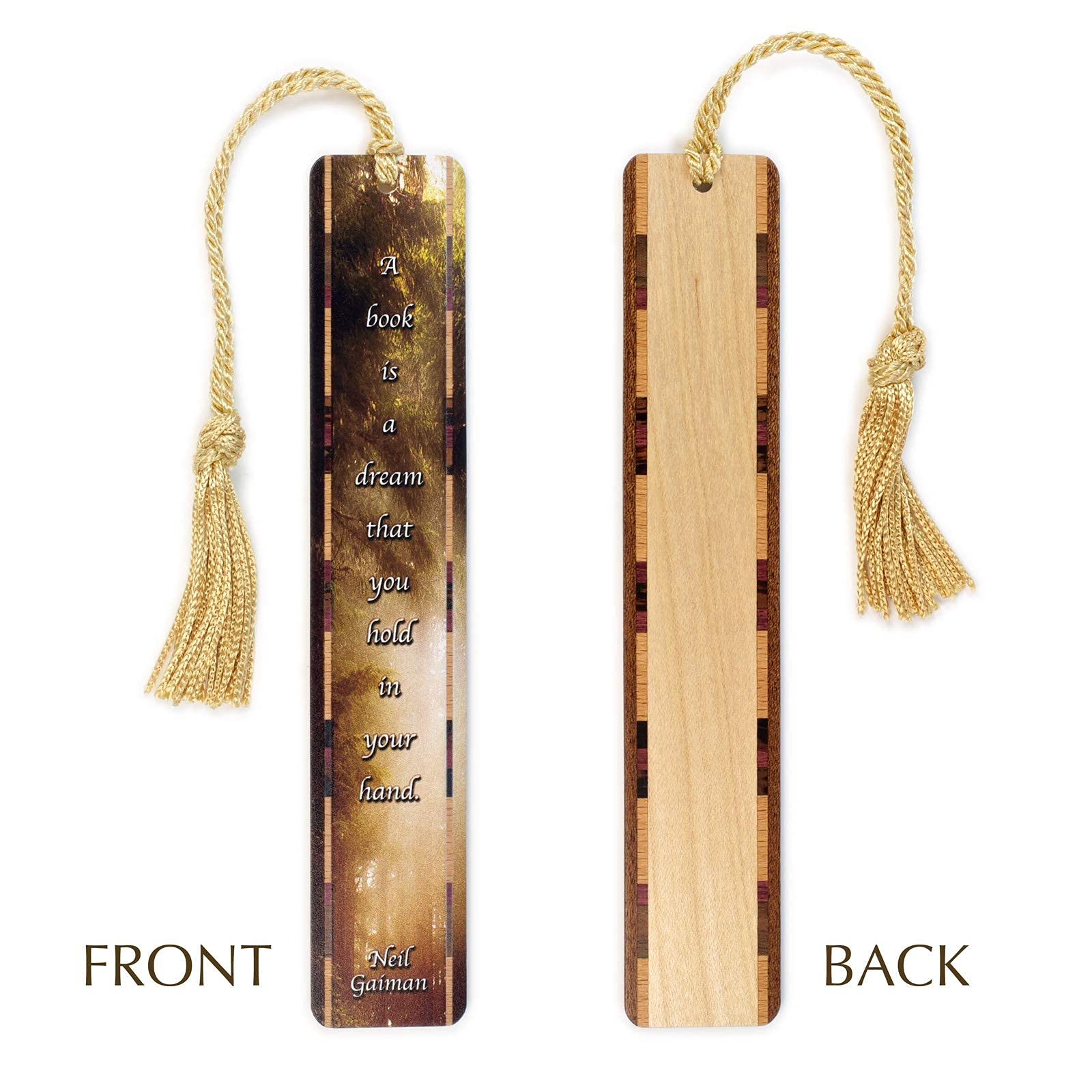 Neil Gaiman Book Quote On Wooden Bookmark Photograph