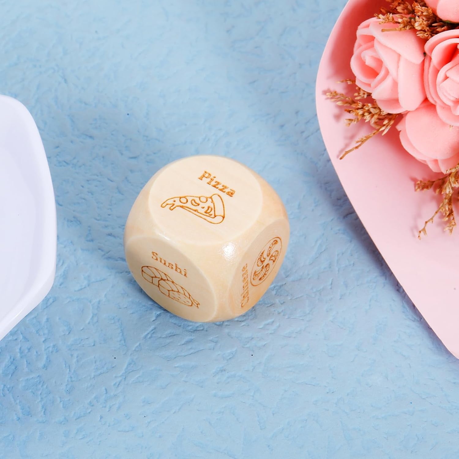Stocking Stuffers for Wife Husband- Food Dice Anniversary Wood Gifts for Women Men Him Her, Valentines Day Gifts for Boyfriend Girlfriend, Date Night Dice for Couples, White Elephant Present