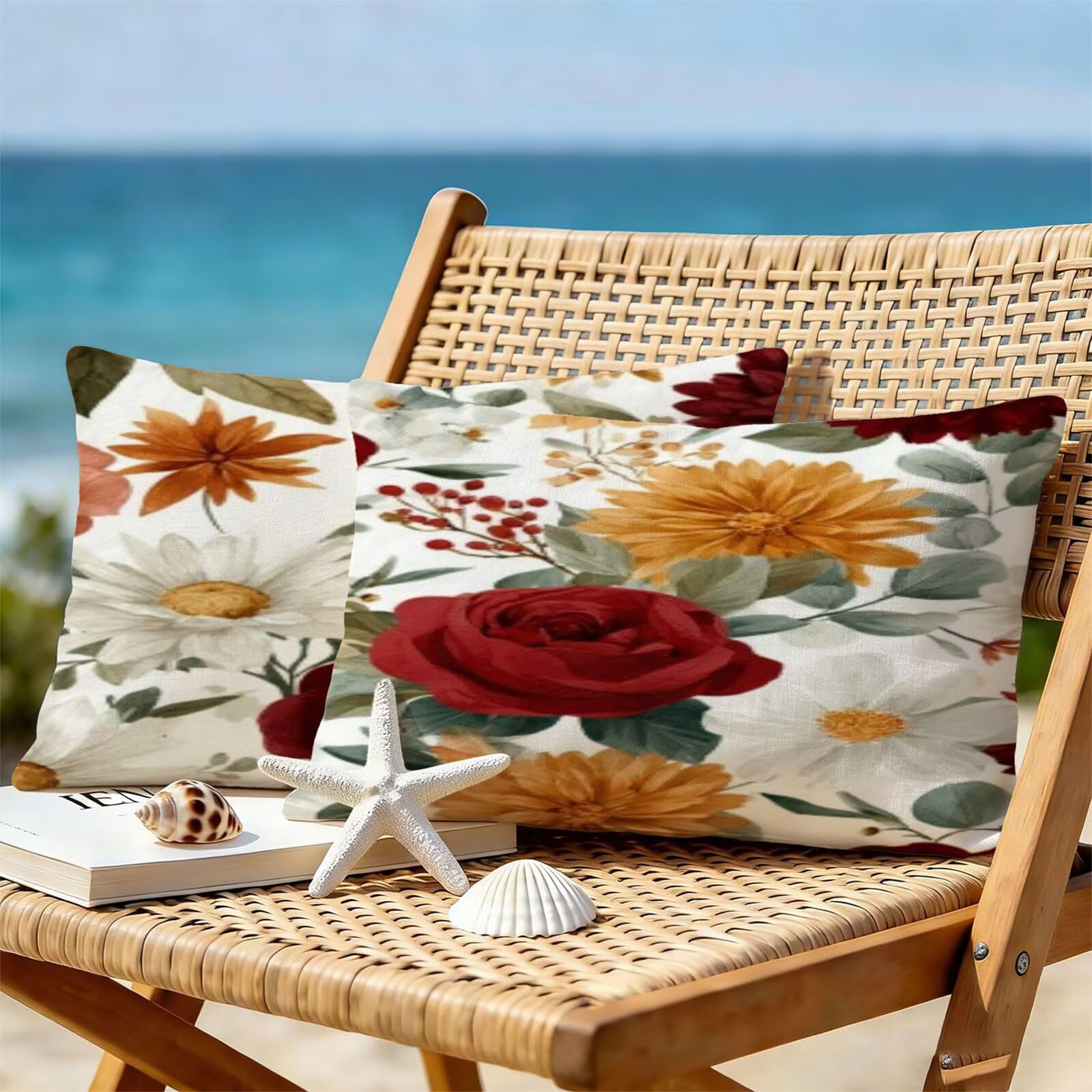Générique Housse Coussin Exterieur Impermeable 50x60cm Botanique Décoratif Taie d'oreiller Decoration Flower Housse de Coussin Exterieur Impermeable pour Salon de Jardin Lot 2. T-592