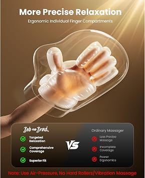 BOB AND BRAD Hand Massager with Heat & Compression, Black HandSpa Prime