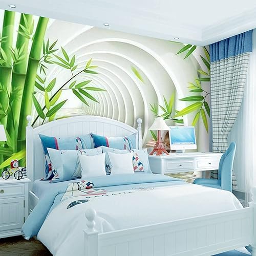 Miniatura 3 de Moderno túnel de papel tapiz 3D con agua y bambú para spa y sala de estar, calcomanías de pared, mural de papel de pared extraíble