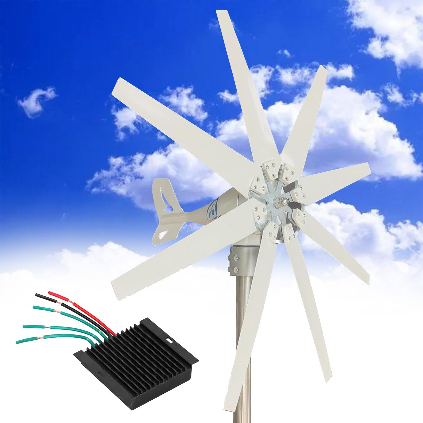 12000W Home Wind Generator, Magnetic Levitation Turbine with Controller, 8-Blade Low RPM Windmill for Efficient 24V Electricity Generation