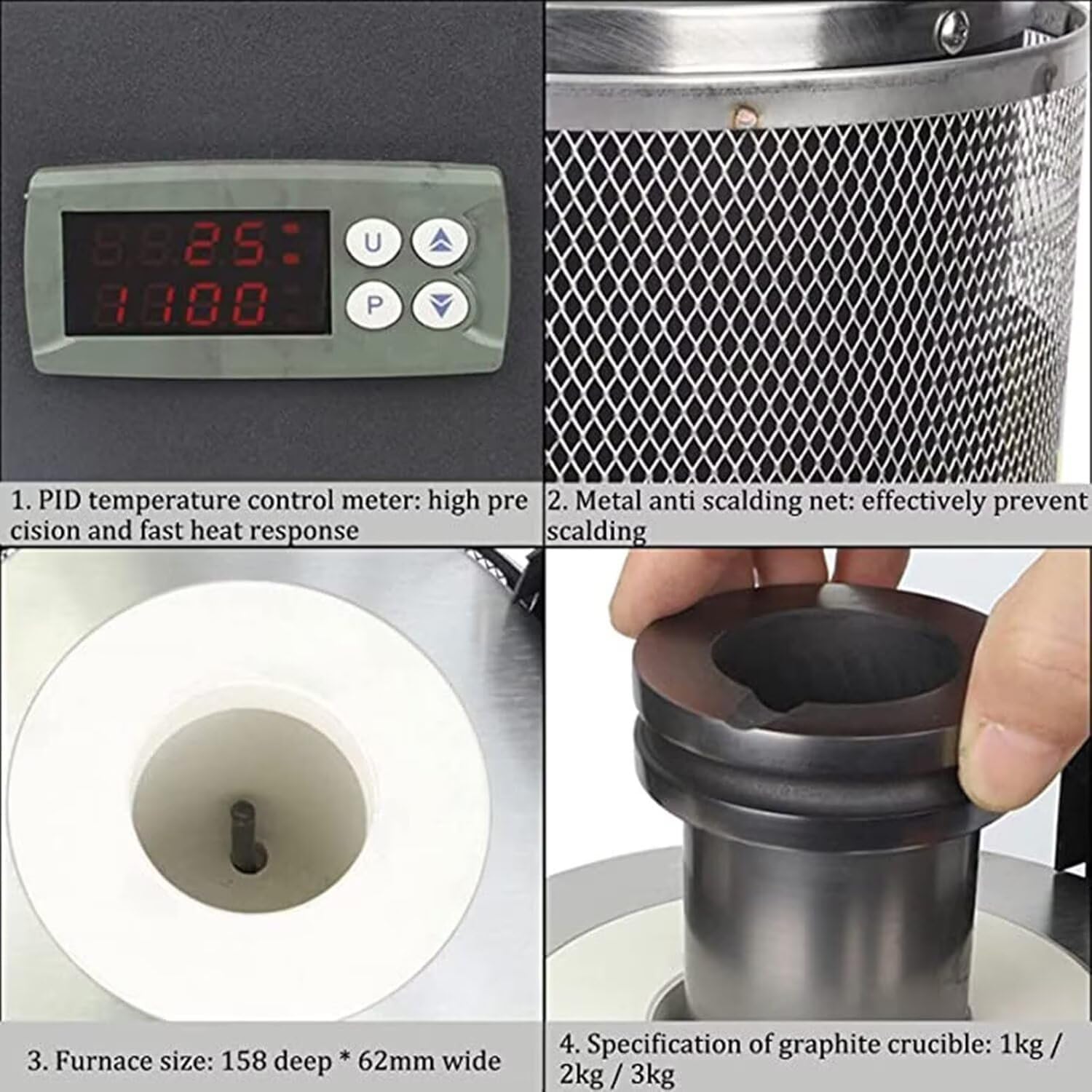 Pistola de Calor Industrial 1150°C con Pantalla LCD Digital, Control de Temperatura Variable y Doble Velocidad de Ventilador para Termoencogido, Decapado, Soldadura y Manualidades,Red has net-1kg