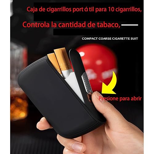 Miniatura 3 de Mini caja de cigarrillos con encendedor, caja de cigarrillos con capacidad para 10 unidades, portátil, caja de encendedor de bolsillo, sin llama,