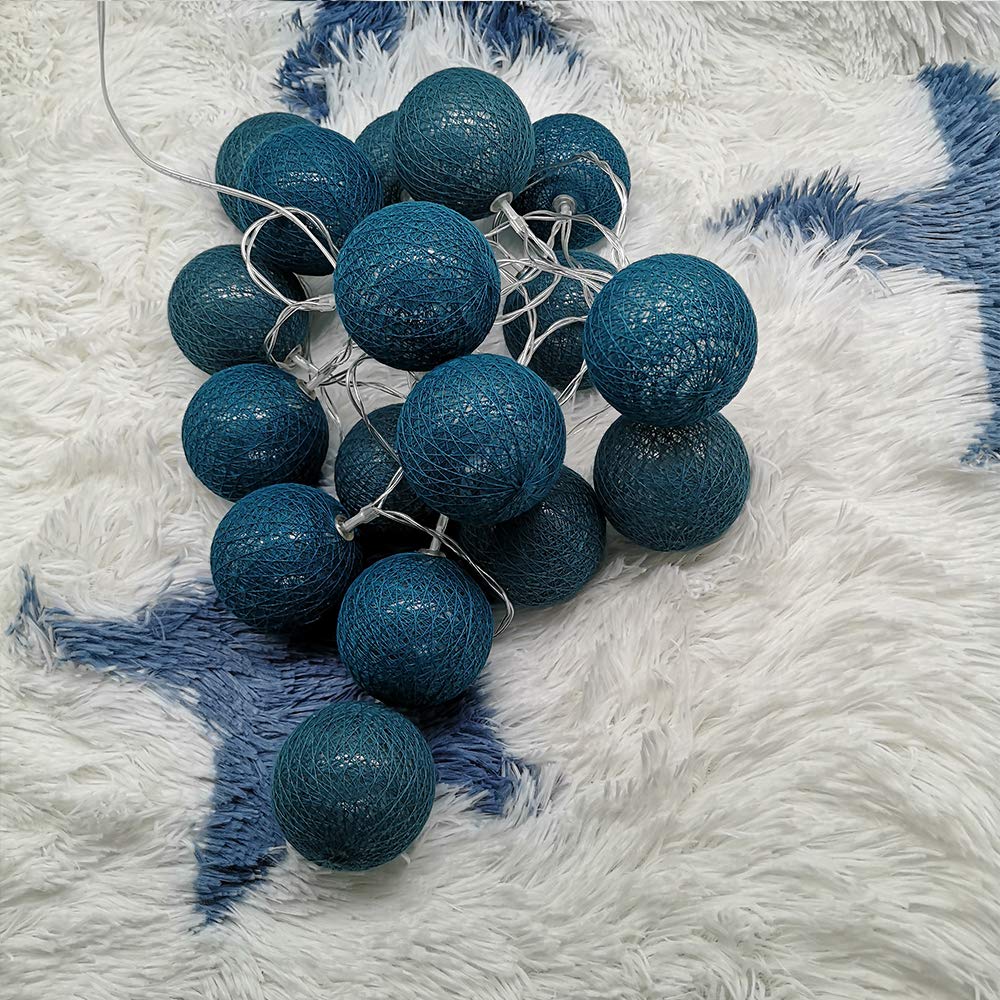 LED String Lights 6cm Cotton Ball, DOTBUY Nordic style Fairy Lights Christmas Decoration Battery Operated for Xmas Indoor outdoor Holiday Party Decor Garlands (Navy blue,3.3M/20LED)