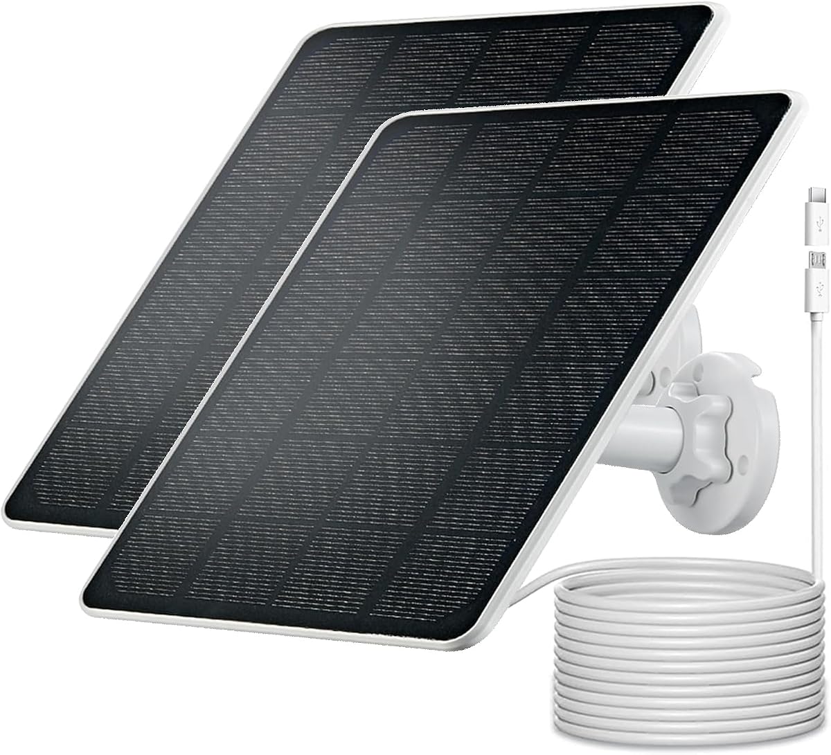 Cargador de panel solar para cámara Arlo Essential 2K para exteriores (2.ª generación)/cámara Essential XL (2.ª generación)/cámara Essential Spotlight, USB C y conector micro USB, cable de 9,8 pies, resistente a la intemperie (paquete de 2)
