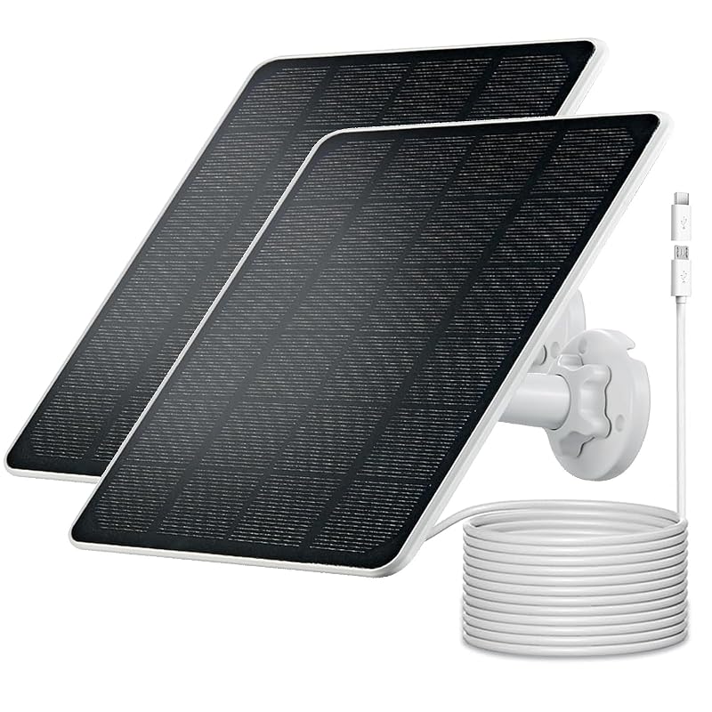 Kit com 2 Carregadores Solares Mytions para Câmeras Arlo Essential, 5 W, USB-C e Micro USB, Cabo de 3 m