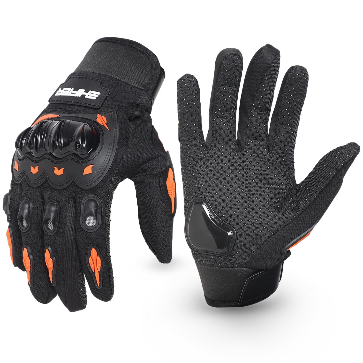 SHIFTER Full Finger Bike Gloves Hard Knuckle Motorcycle Bike Riding Gloves Army Shooting Outdoor Breathable Gym & Fitness, Cycling Riding Gloves for Men and Boys-Free Size (Orange)-picture-18
