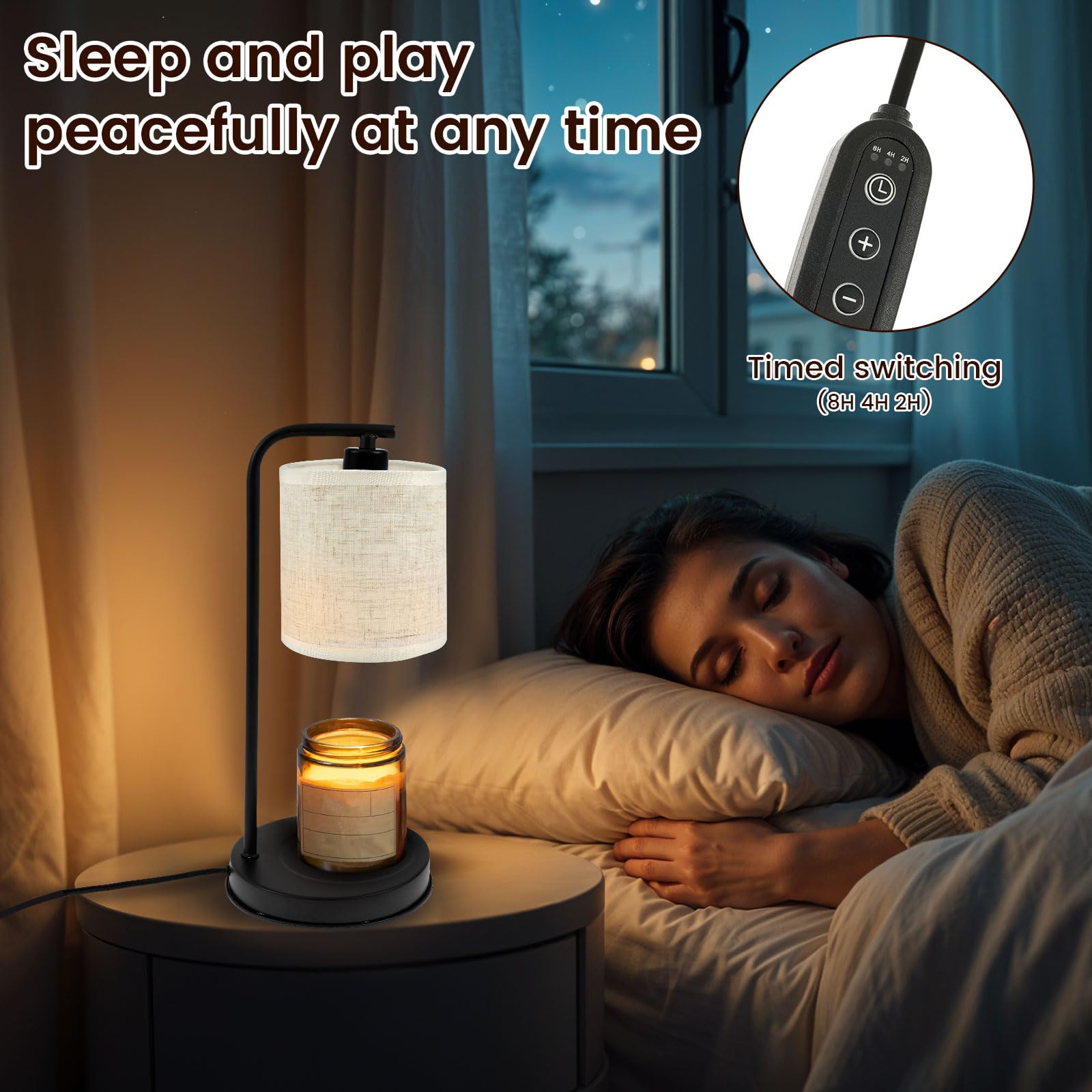 bigjvbfv Decorative Candle Warmer Lamp with Timer Adjustable Height Electric Candle Lamp with Warm White Bulb for Various Size Scented Candles.