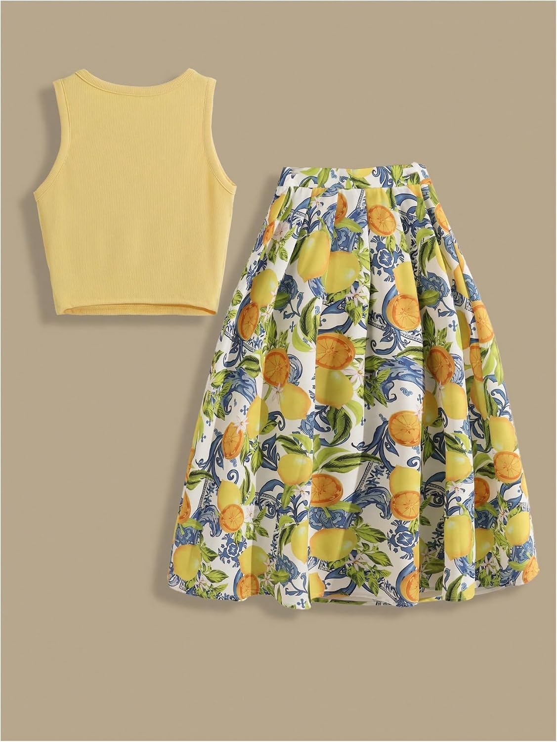 SOLY HUX Women's Cute Summer Outfits Crop Tank Top and Boho Midi Skirts Cruise Vacation Clothes